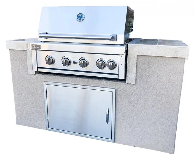 The Cayman 5' BBQ Island with 4 Burner Built In BBQ Grill