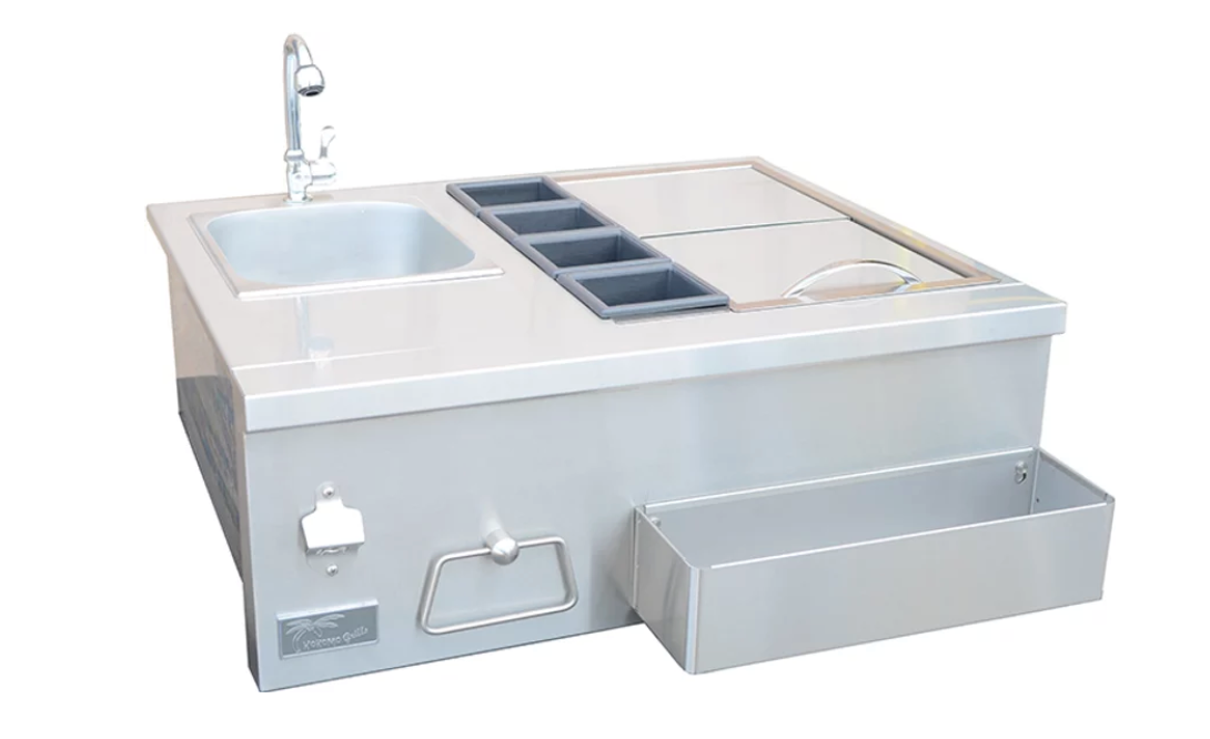Built-In Bartender Cocktail Station With Sink Bottle Opener and Ice Chest