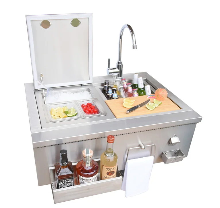 30" Built-In Bartender Cocktail Station With Sink Bottle Opener and Ice Chest