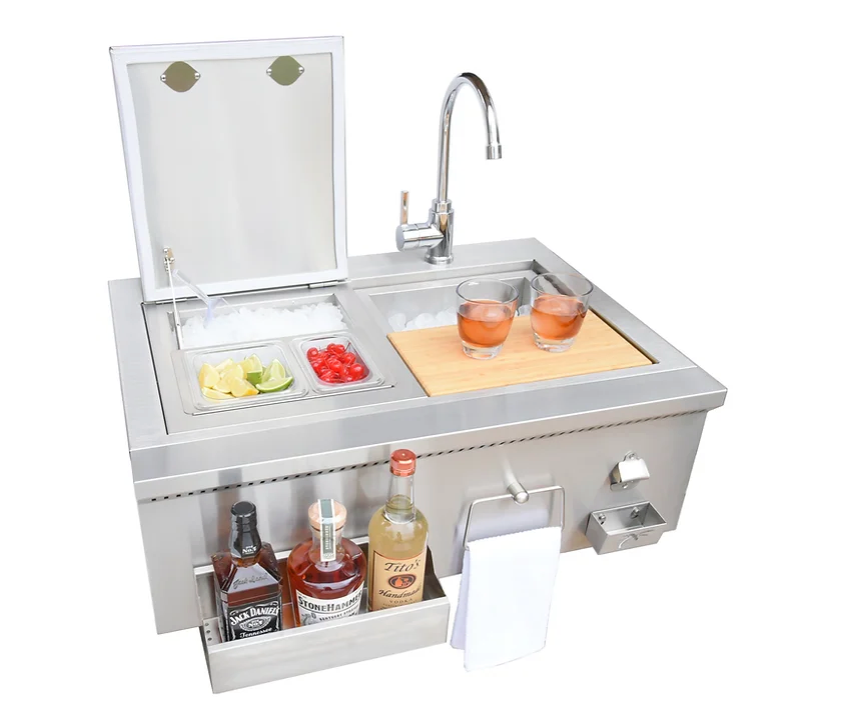 30" Built-In Bartender Cocktail Station With Sink Bottle Opener and Ice Chest